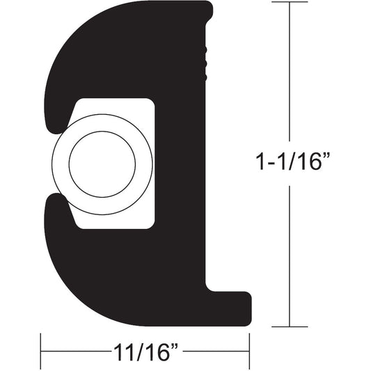 TACO FLEX VINYL RUB RAIL KIT - BLACK W/WHITE INSERT - 50' - 1-1/16" X 11/16"