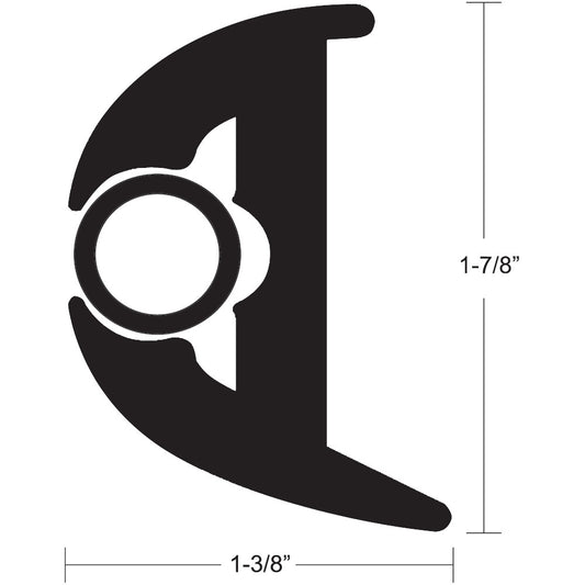 TACO FLEX VINYL RUB RAIL KIT - BLACK W/BLACK INSERT - 70' - 1-7/8" X 1-3/8"
