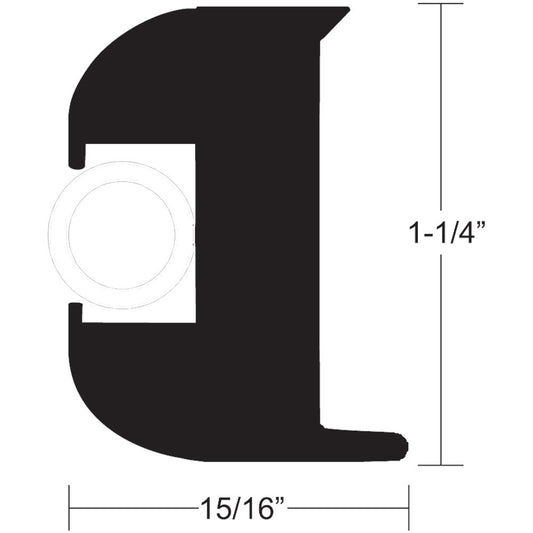 TACO FLEX VINYL RUB RAIL KIT - BLACK W/WHITE INSERT - 50' - 1-1/4" X 15/16"