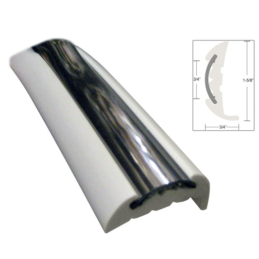 TACO SEMI-RIGID RUB RAIL KIT - WHITE W/FLEX CHROME INSERT - 70'