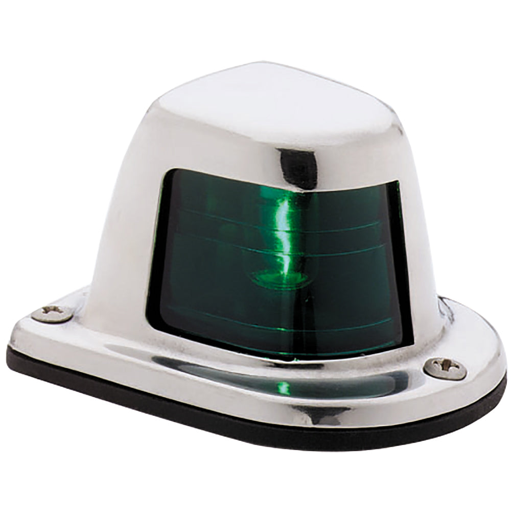 ATTWOOD 1-MILE DECK MOUNT, GREEN SIDELIGHT - 12V - STAINLESS STEEL HOUSING