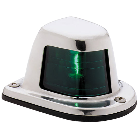ATTWOOD 1-MILE DECK MOUNT, GREEN SIDELIGHT - 12V - STAINLESS STEEL HOUSING