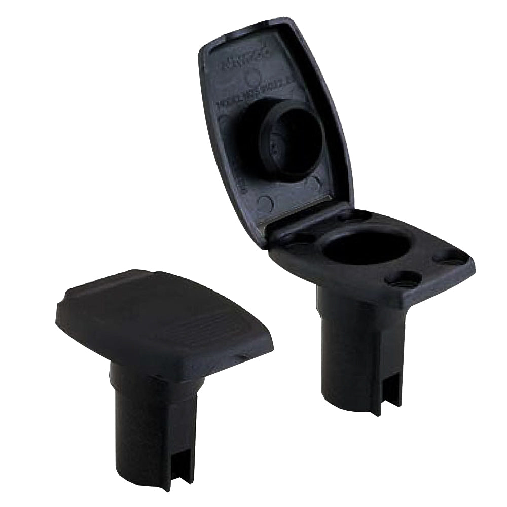 ATTWOOD OVAL 2-PIN BASE F/ANGLED POLE - BLACK