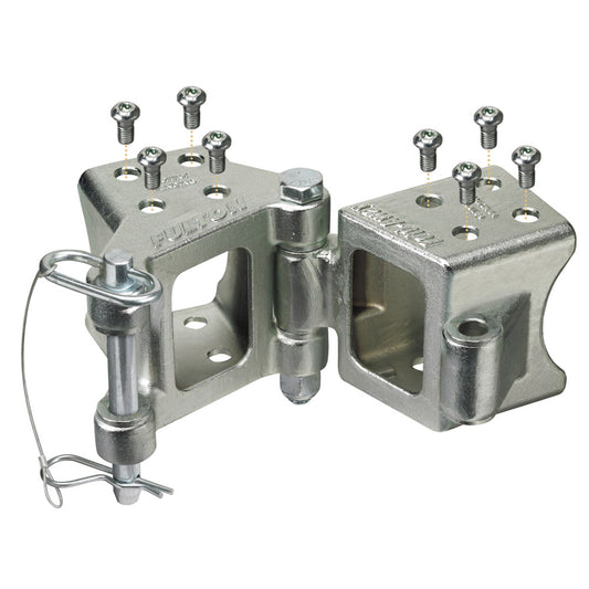 FULTON FOLD-AWAY BOLT-ON HINGE KIT 3" X 3" TRAILER BEAM, RATING 5,000 LBS., 48" PIVOT, Z-MAX 600 ZINC FINISH