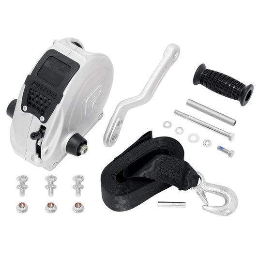 FULTON F2 TRAILER WINCH 1,600 LBS. - SINGLE SPEED W/STRAP, SHARKSKIN FINISH