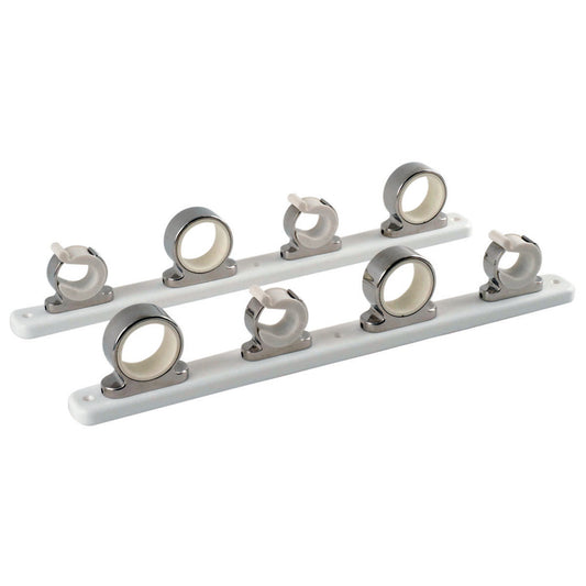 TACO 4-ROD HANGER W/POLY RACK - POLISHED STAINLESS STEEL