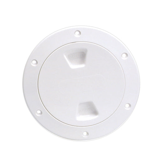 BECKSON 4" SMOOTH CENTER SCREW-OUT DECK PLATE - WHITE