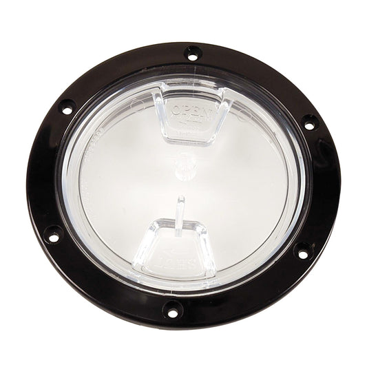 BECKSON 4" CLEAR CENTER SCREW OUT DECK PLATE - BLACK