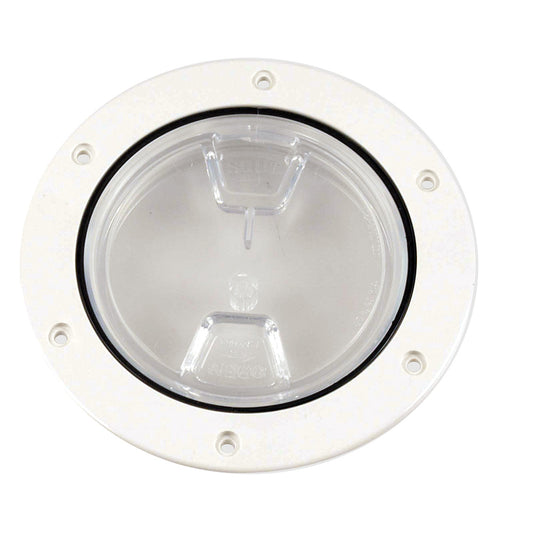 BECKSON 4" CLEAR CENTER SCREW-OUT DECK PLATE - WHITE