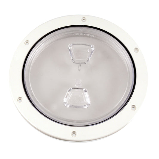 BECKSON 6" CLEAR CENTER SCREW OUT DECK PLATE - WHITE