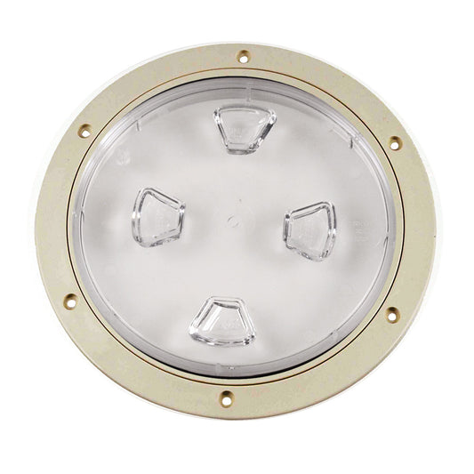 BECKSON 8" CLEAR CENTER SCREW-OUT DECK PLATE - BEIGE