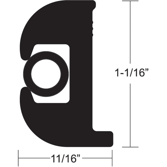 TACO FLEX VINYL RUB RAIL KIT - BLACK W/BLACK INSERT - 70' - 1-1/16" X 11/16"