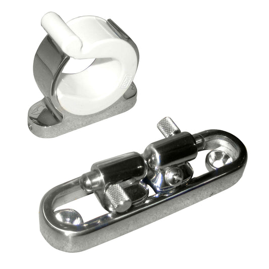 TACO  STAINLESS STEEL ADJUSTABLE REEL HANGER KIT W/ROD TIP HOLDER - ADJUSTS FROM 1.875" - 3.875"