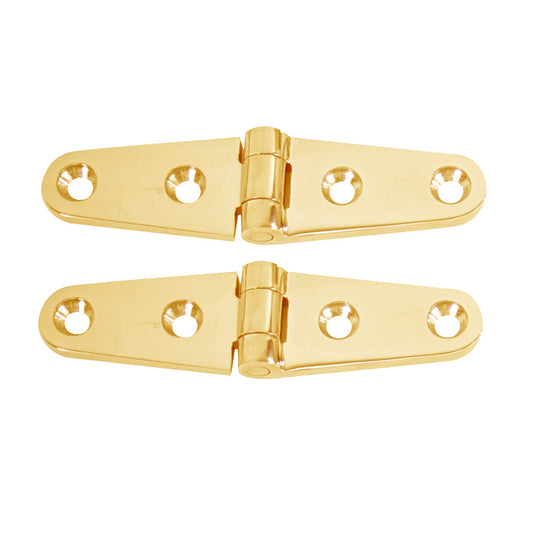 WHITECAP STRAP HINGE - POLISHED BRASS - 4" X 1" - PAIR