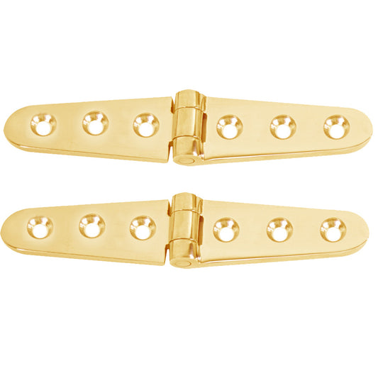 WHITECAP STRAP HINGE - POLISHED BRASS - 6" X 1-1/8" - PAIR