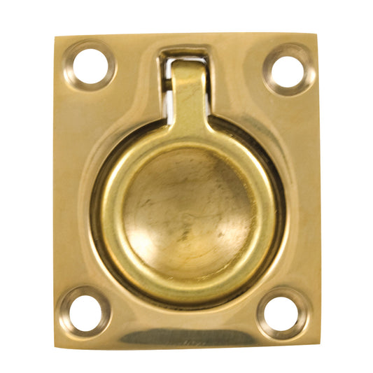 WHITECAP FLUSH PULL RING - POLISHED BRASS - 1-1/2" X 1-3/4"