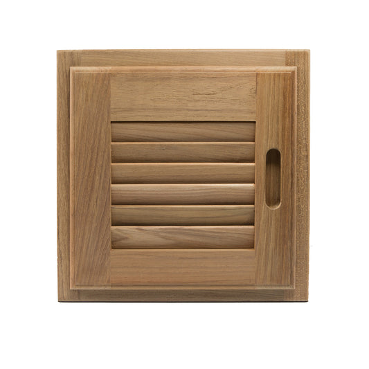 WHITECAP TEAK LOUVERED DOOR & FRAME - RIGHT HAND - 12" X 12"