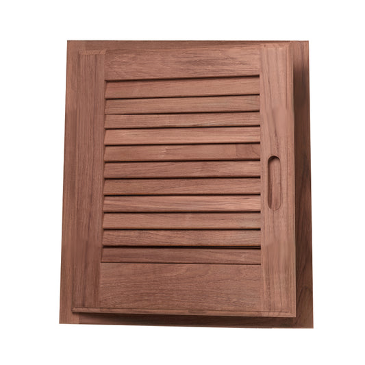 WHITECAP TEAK LOUVERED DOOR & FRAME - LEFT HAND - 15" X 15"