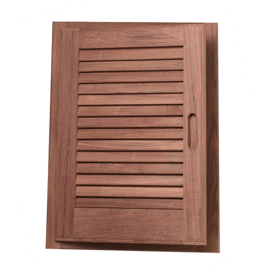 WHITECAP TEAK LOUVERED DOOR & FRAME - LEFT HAND - 15" X 20"
