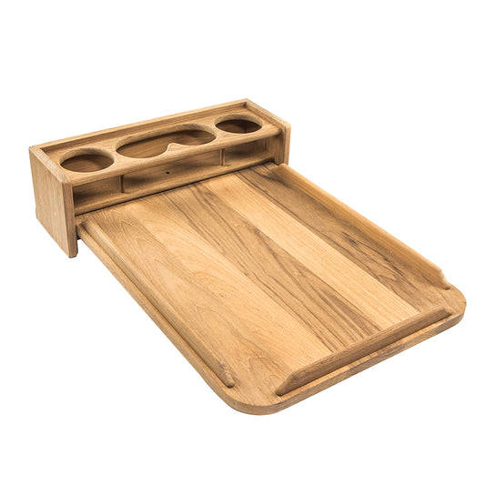 WHITECAP TEAK DRINKHOLDER W/REMOVABLE COCKPIT TABLE TOP - HOLDS 4 GLASSES