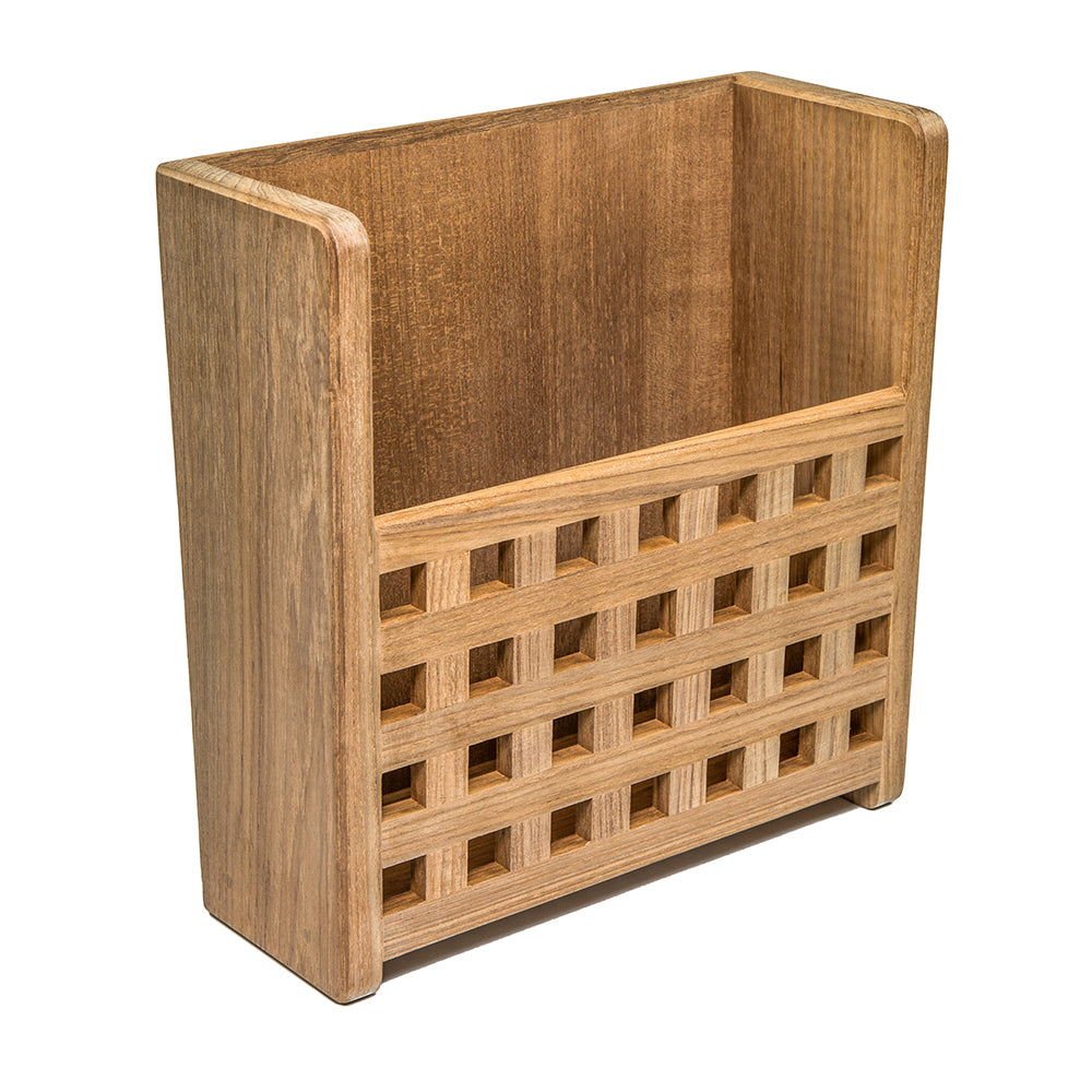 WHITECAP TEAK GRATE FRONT MAGAZINE RACK