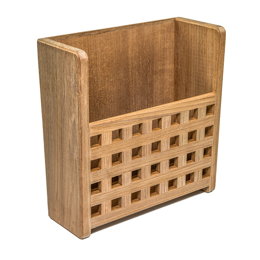WHITECAP TEAK GRATE FRONT MAGAZINE RACK
