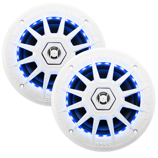 BOSS AUDIO 6.5" MRGB65 SPEAKERS W/RGB LIGHTING - WHITE - 200W