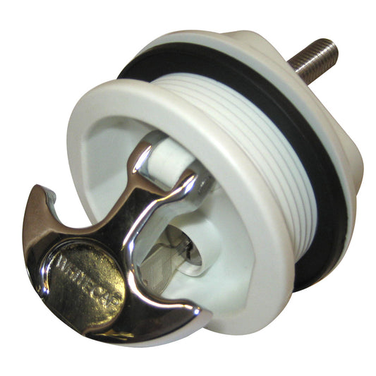 WHITECAP T-HANDLE LATCH - CHROME PLATED ZAMAC/WHITE NYLON - LOCKING - FRESHWATER USE ONLY