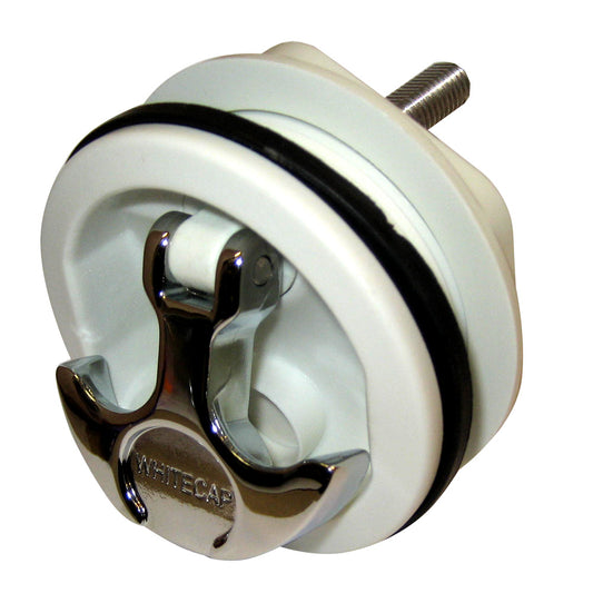 WHITECAP T-HANDLE LATCH - CHROME PLATED ZAMAC/WHITE NYLON - NO LOCK - FRESHWATER USE ONLY