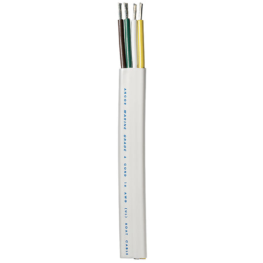 ANCOR TRAILER CABLE - 16/4 AWG - YELLOW/WHITE/GREEN/BROWN - FLAT - 100'