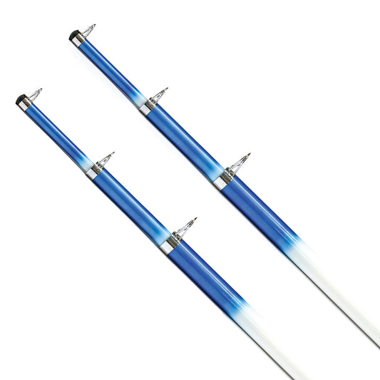 TIGRESS 15&#39; TELESCOPING FIBERGLASS OUTRIGGER POLES - 1-1/8" O.D. - WHITE/BLUE - PAIR