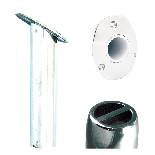 TIGRESS OVAL HEAD SS GUNNEL MOUNT ROD HOLDER - 30&#176; - 9"
