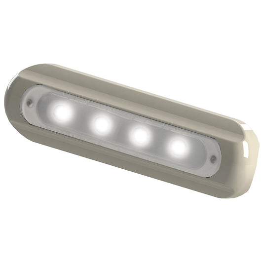 TACO 4-LED DECK LIGHT - FLAT MOUNT - WHITE HOUSING