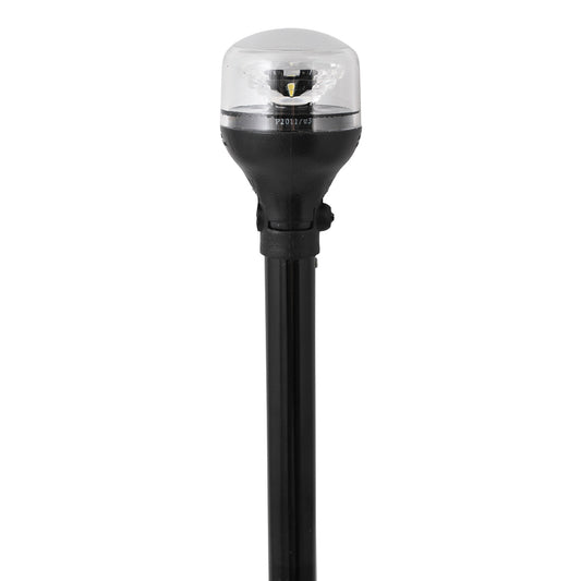 ATTWOOD LIGHTARMOR ALL-AROUND LIGHT - 12" BLACK POLE - BLACK HORIZONTAL COMPOSITE BASE W/ADAPTER