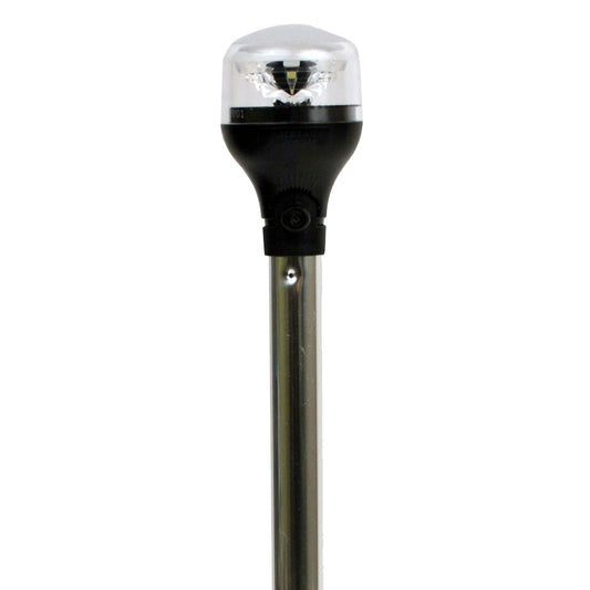 ATTWOOD LIGHTARMOR ALL-AROUND LIGHT - 12" ALUMINUM POLE - BLACK VERTICAL COMPOSITE BASE W/ADAPTER