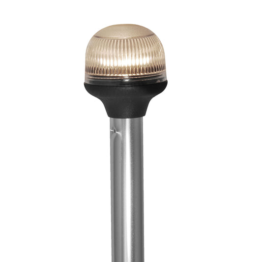 ATTWOOD ALL-AROUND FOLD-DOWN INCANDESCENT ANTI-GLARE LENS LIGHT - 20" ALUMINUM POLE - 12V - HORIZONTAL COMPOSITE BASE