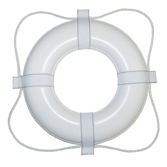 TAYLOR MADE FOAM RING BUOY - 20" - WHITE W/WHITE GRAB LINE