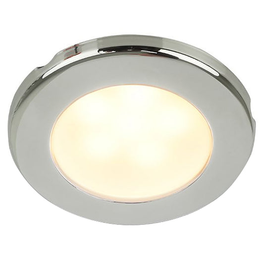 HELLA MARINE EUROLED 75 3" ROUND SCREW MOUNT DOWN LIGHT - WARM WHITE LED - STAINLESS STEEL RIM - 12V