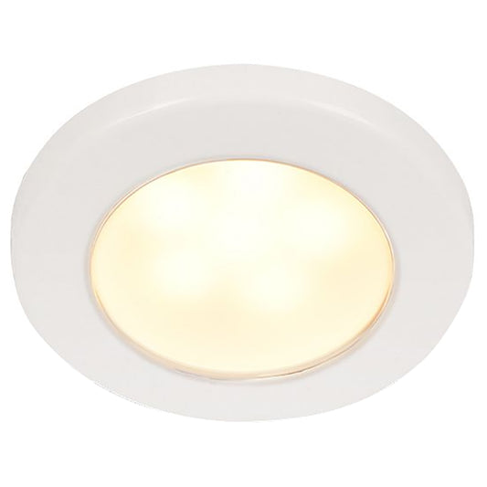 HELLA MARINE EUROLED 75 3" ROUND SCREW MOUNT DOWN LIGHT - WARM WHITE LED - WHITE PLASTIC RIM - 12V