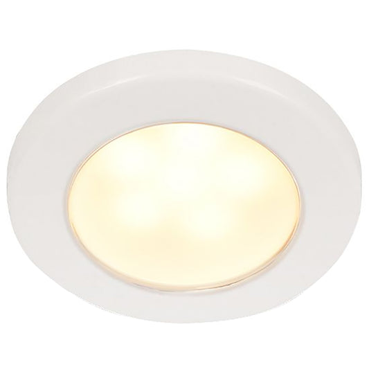 HELLA MARINE EUROLED 75 3" ROUND SCREW MOUNT DOWN LIGHT - WARM WHITE LED - WHITE PLASTIC RIM - 24V
