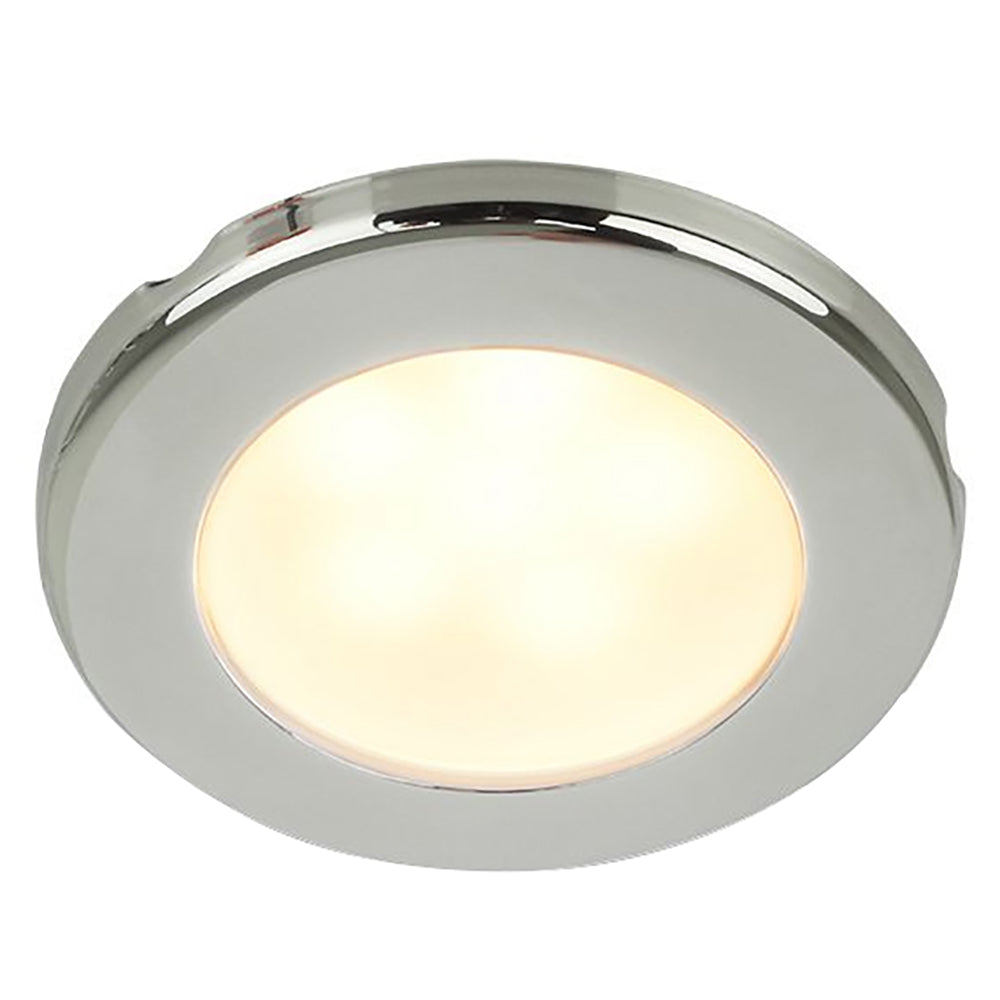HELLA MARINE EUROLED 75 3" ROUND SCREW MOUNT DOWN LIGHT - WARM WHITE LED - STAINLESS STEEL RIM - 24V