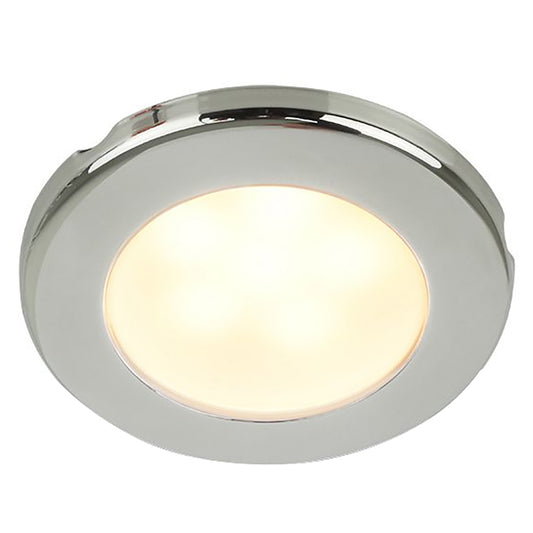 HELLA MARINE EUROLED 75 3" ROUND SCREW MOUNT DOWN LIGHT - WARM WHITE LED - STAINLESS STEEL RIM - 24V