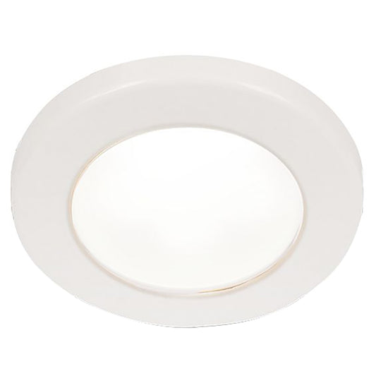 HELLA MARINE EUROLED 75 3" ROUND SCREW MOUNT DOWN LIGHT - WHITE LED - WHITE PLASTIC RIM - 12V