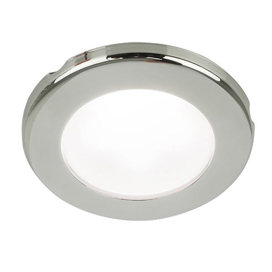 HELLA MARINE EUROLED 75 3" ROUND SCREW MOUNT DOWN LIGHT - WHITE LED - STAINLESS STEEL RIM - 12V