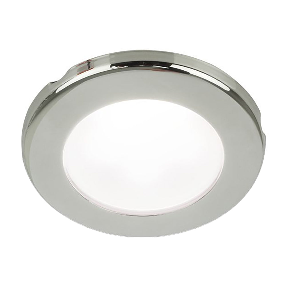 HELLA MARINE EUROLED 75 3" ROUND SCREW MOUNT DOWN LIGHT - WHITE LED - STAINLESS STEEL RIM - 24V
