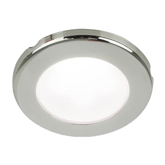 HELLA MARINE EUROLED 75 3" ROUND SCREW MOUNT DOWN LIGHT - WHITE LED - STAINLESS STEEL RIM - 24V