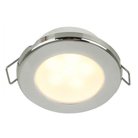 HELLA MARINE EUROLED 75 3" ROUND SPRING MOUNT DOWN LIGHT - WARM WHITE LED - STAINLESS STEEL RIM - 24V