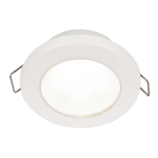 HELLA MARINE EUROLED 75 3" ROUND SPRING MOUNT DOWN LIGHT - WHITE LED - WHITE PLASTIC RIM - 12V
