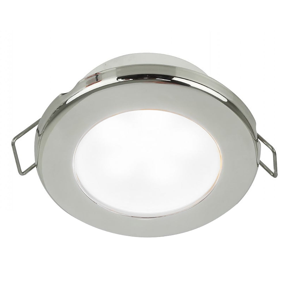 HELLA MARINE EUROLED 75 3" ROUND SPRING MOUNT DOWN LIGHT - WHITE LED - STAINLESS STEEL RIM - 24V