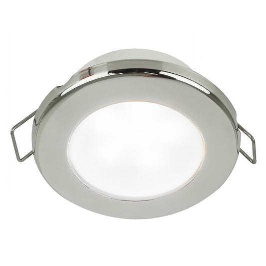 HELLA MARINE EUROLED 75 3" ROUND SPRING MOUNT DOWN LIGHT - WHITE LED - STAINLESS STEEL RIM - 24V